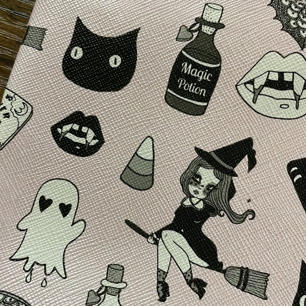 Ipsy‎ Cosmetic Case * 7" x 5" * Pink with black pattern HALLOWEEN - Picture 2 of 8